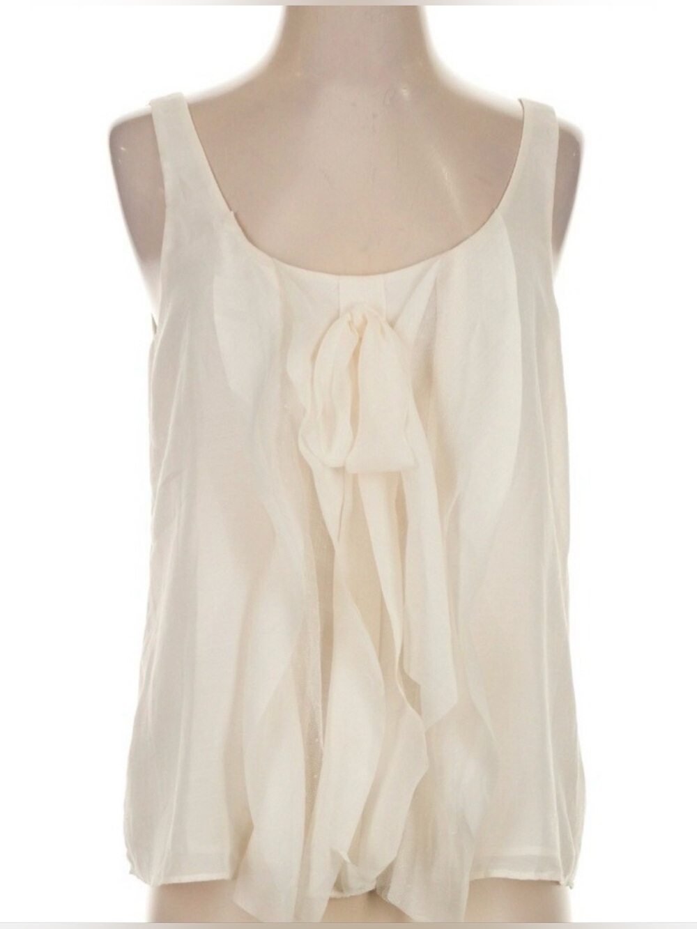 LOFT White Ruffle Tie-Front Camisole
